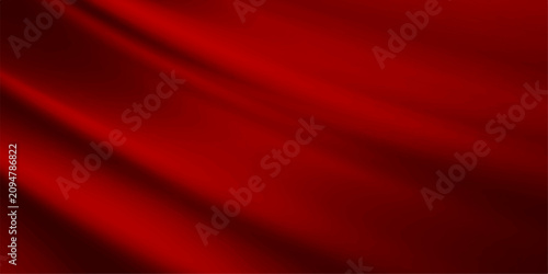 Elegant smooth flowing red satin fabric texture background with soft light waves