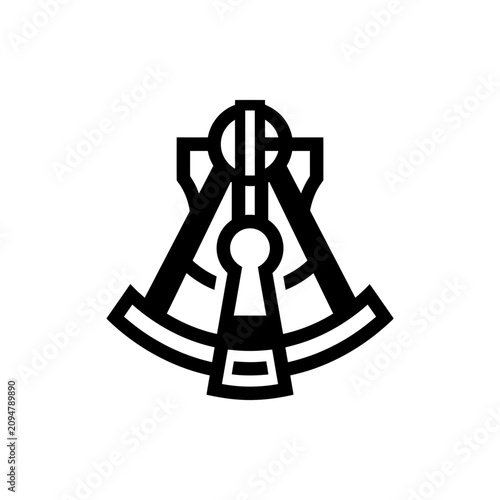 Bild auf Leinwand Vintage Sextant Icon Silhouette, Nautical Navigation Tool, Maritime Instrument