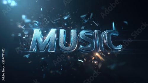 Metallic music text with shattered effect