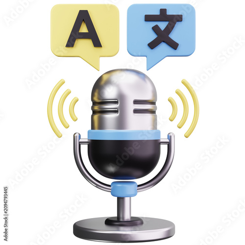 Voice Language Translation Microphone 3D Illustrations