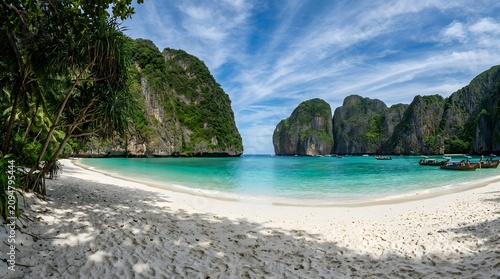 Maya bay tropical island paradise panoramic view