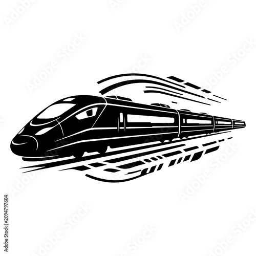 Obraz na plátně High Speed Train Moving Fast Silhouette Graphic Design in Minimalist Style
