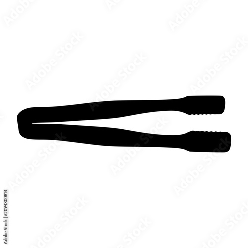Black silhouette of kitchen tongs isolated on white background