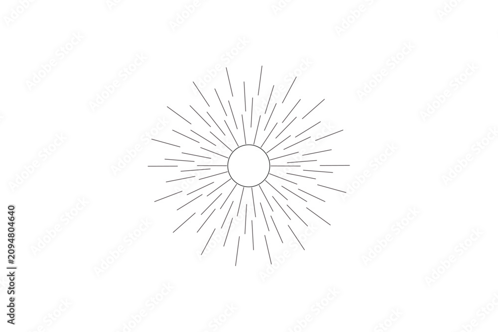 Fototapeta premium Radiating Lines Surrounding a Central Circle in Minimalist Design