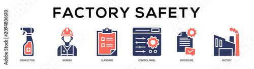 glyphcolor - Industrial Safety web banner vector illustration concept