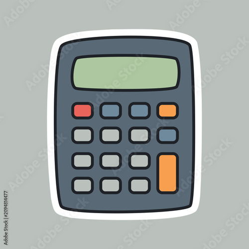 Scientific Calculator Device Cartoon Sticker Vector