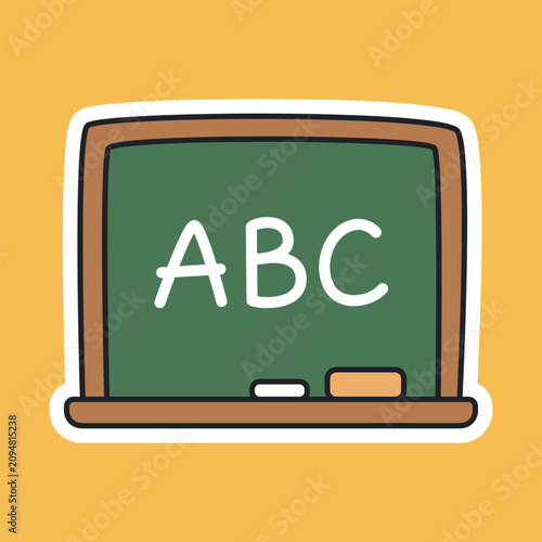 Classroom ABC Chalkboard Cartoon Sticker Vector Icon