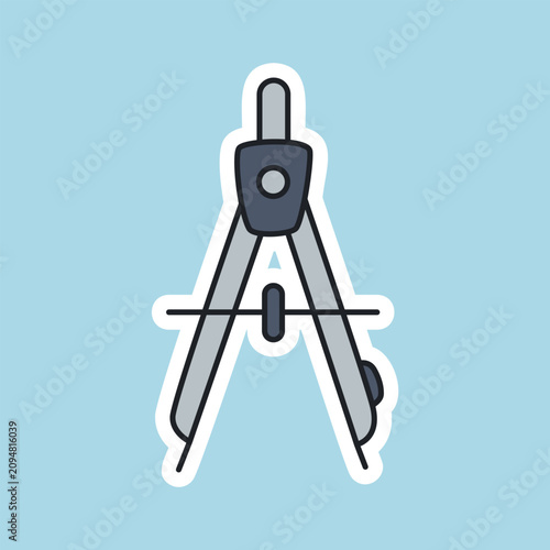 Geometry Compass Tool Cartoon Sticker Vector Icon