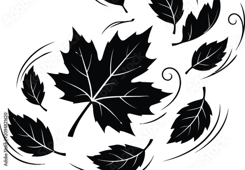 Black maple leaves decorative vector illustration