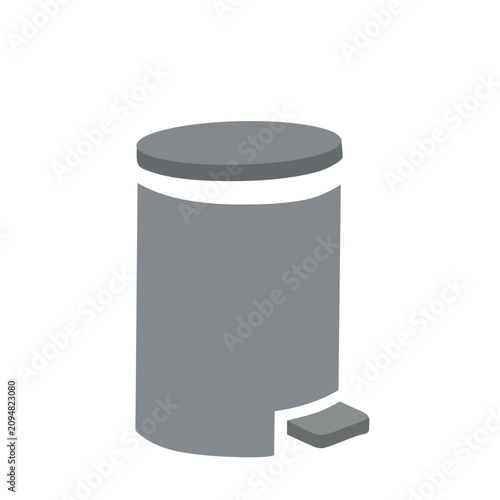 Flat pedal trash bin icon isolated on white background. Foot-operated garbage container for hygienic waste disposal in home, office and public spaces