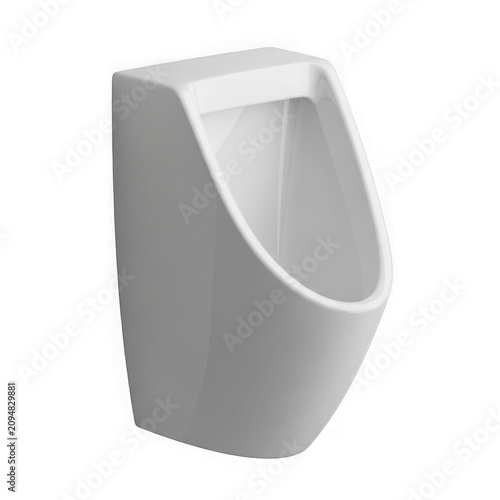 Modern wall-mounted urinal in bathroom isolated on transparent background