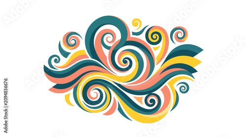 Abstract colorful wave swirls and curls vector design element
