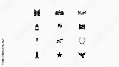 Canvastavla Historical heritage symbols collection in minimalist black with evoking timeless
