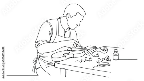 Obraz na plátně Violin maker crafting a musical instrument, luthier at work, string instrument r