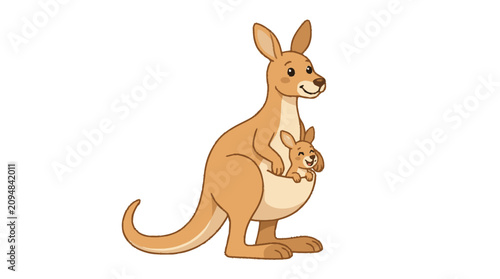 Фотография Sketchy flat textured illustration of a cute brown kangaroo tail peeki