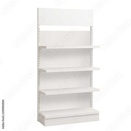 Blank White Commercial Retail Gondola Shelving Mockup