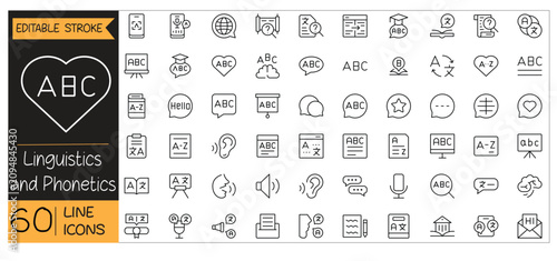 Tableau sur toile Linguistics and Phonetics icons set