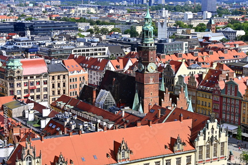 Tableau sur toile Wrocław, centrum miasta, panorama, Dolny Śląsk, Polska, Europa