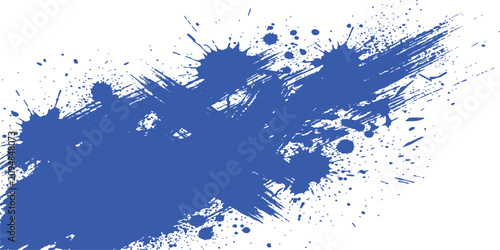 Cuadro en lienzo Vibrant Blue Ink Splatter: A dynamic explosion of blue ink splashes across a stark white background, creating a sense of raw energy and artistic expression