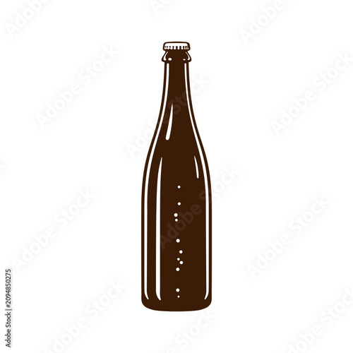 Sparkling amber glass beer bottle.