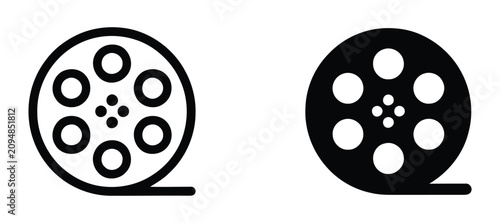 Fényképezés Classic black film reel icon representing cinema and movie production with enter