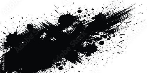 Canvastavla Abstract Ink Splatter Brushstroke: A dynamic and expressive abstract art piece featuring a bold black ink splatter and brushstroke effect, conveying a sense of raw energy and creativity