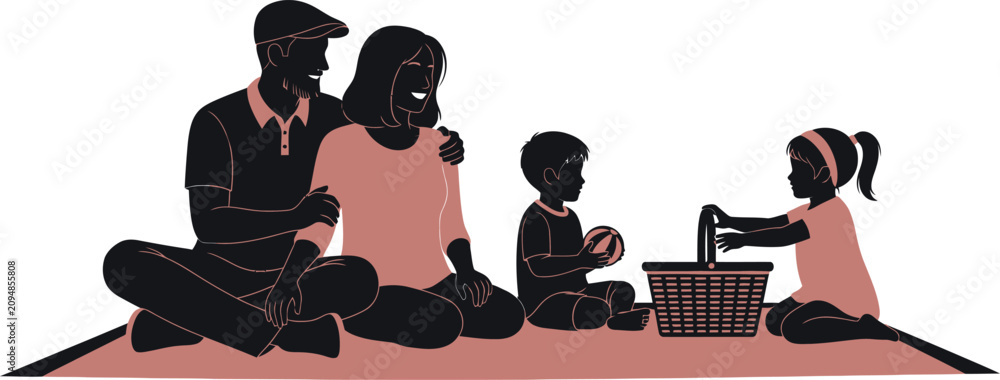 Obraz premium Family of lego people sitting and playing together at a table