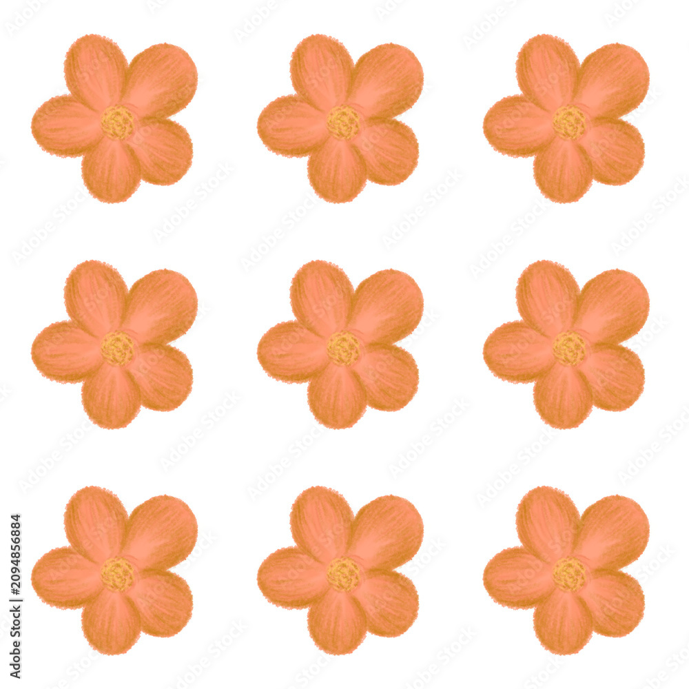 Obraz premium Flower seamless pattern digital drawing