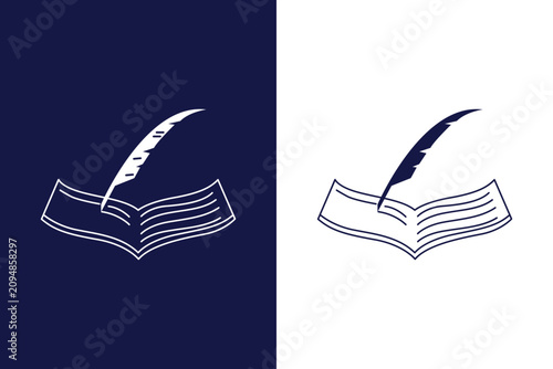 Vector illustration of pen and book, simply line art