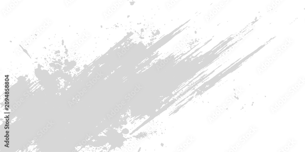 Fototapeta premium Grey Splatter Brushstroke: A dynamic grey brushstroke with scattered splatters, suggesting energy and artistic expression.