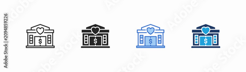 Schilderij op canvas Set of donation center icon collection in multiple style