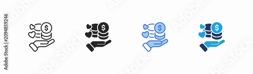 Konstfotografi Set of generosity gesture icon collection in multiple style