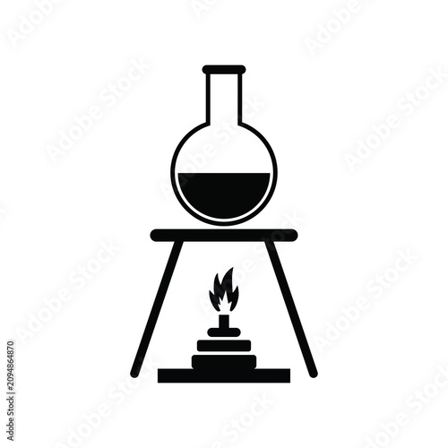 set of laboratory flasks with liquid