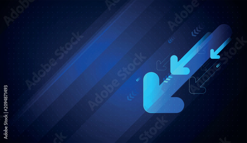 Canvas Print The Elegant Light blue downward Arrows combined with candlestick charts symboliz