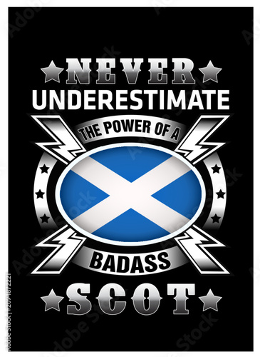 Canvas Print Scottish flag with bold patriotic typography, vintage vector t-shirt design