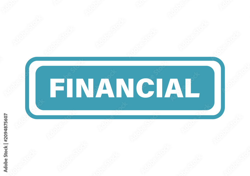 Obraz premium Blue financial button sign with white text isolated on a clean transparent background for business and banking design isolated on transparent background