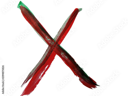 Obraz na plátne Cross symbol painted with bold red and black brush strokes