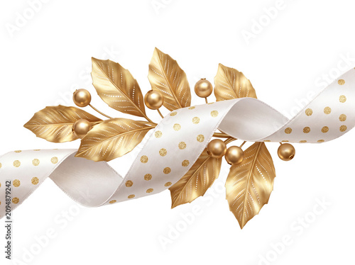 Golden Leaf Ribbon Decoration