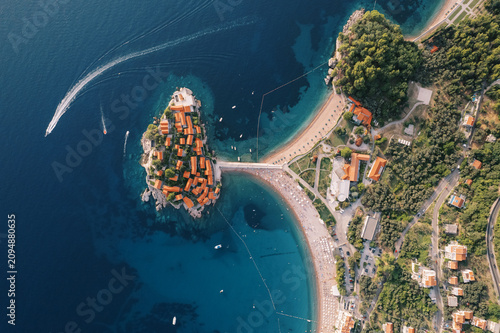Aerial View of Sveti Stefan Island Resort Montenegro