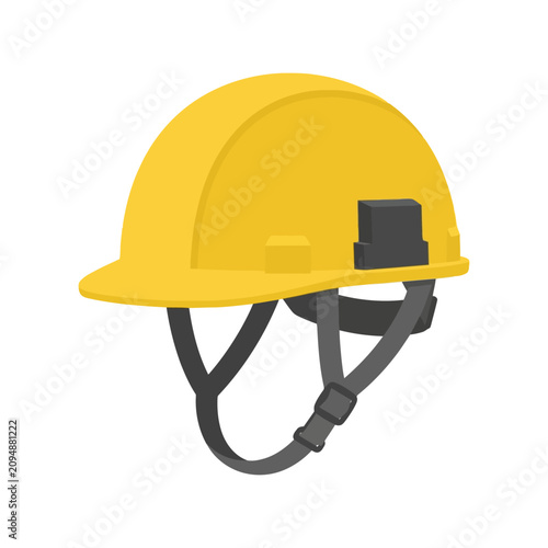 Yellow hard hat safety helmet for construction work and industrial site protection equipment
