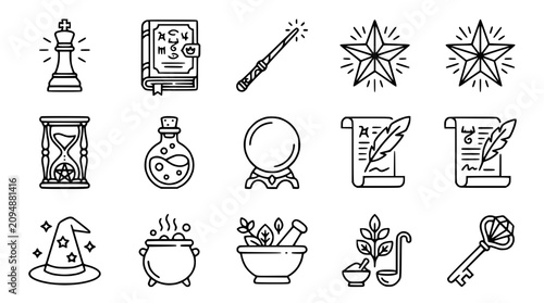 Canvastavla Magic and Fantasy Icons: Wizardry, Alchemy, Fortune Telling, and Enchantment Sym