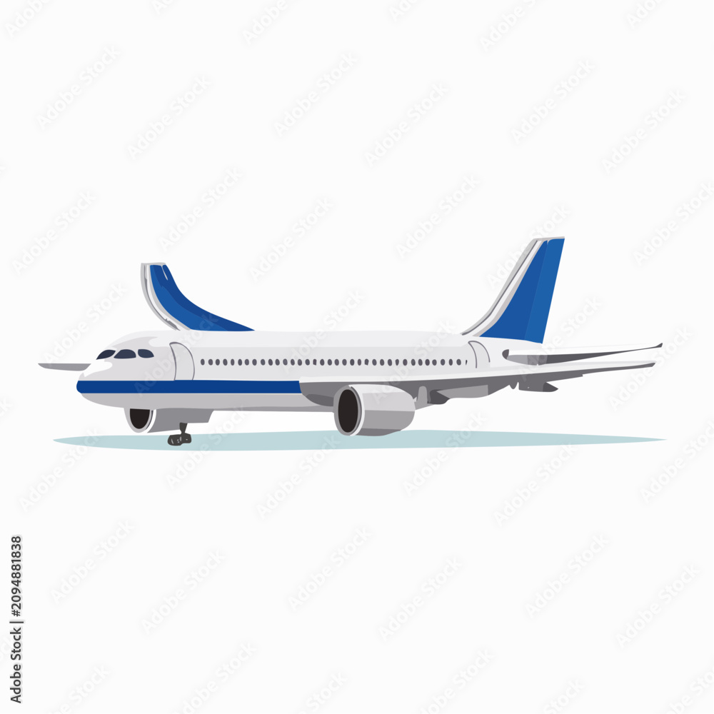 Fototapeta premium Commercial passenger airplane isolated on white background for travel design