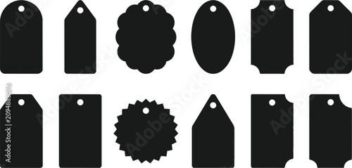 Canvastavla Collection of 12 black tag shapes for labeling and organization