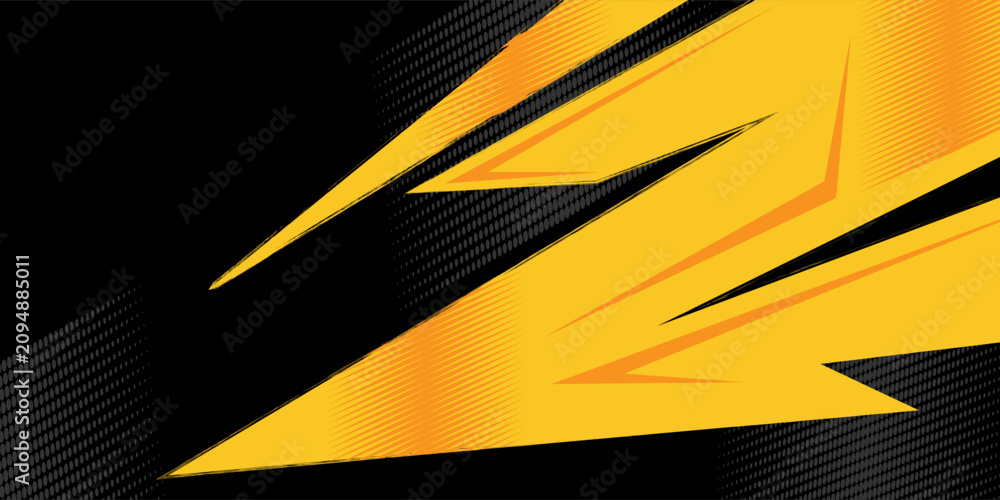 Fototapeta premium Creative yellow and black grunge sport background featuring racing geometric elements and energetic visual motion
