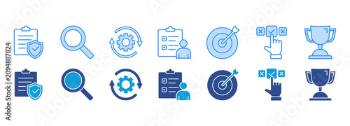 Audit icon pack dual tone collection set. Banner with keywords Vector Illustration Concept 