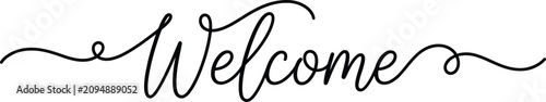 Handwritten Calligraphy Welcome Lettering in Elegant Black Script Style