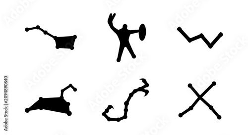 Φωτογραφία Ancient Cave Petroglyph Symbols, Primitive Art Icons, Tribal Pictographs, Ancien