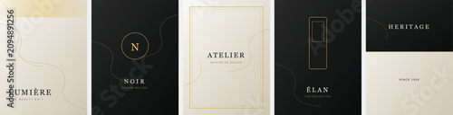 Photos Luxury minimalist branding templates in black and gold, elegant corporate identi