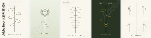Foto Minimalist botanical line art posters, elegant floral vector illustrations with