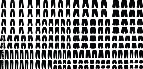 Quadro su tela Collection of pants trousers and shorts black silhouette vector icons isolated o